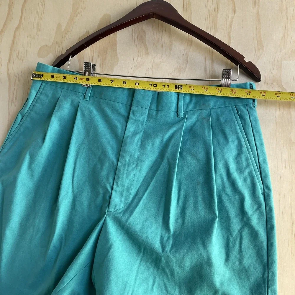 Vintage Knightsbridge Chino Mens 38 Teal Pleated Made In USA Casual‎ Shorts